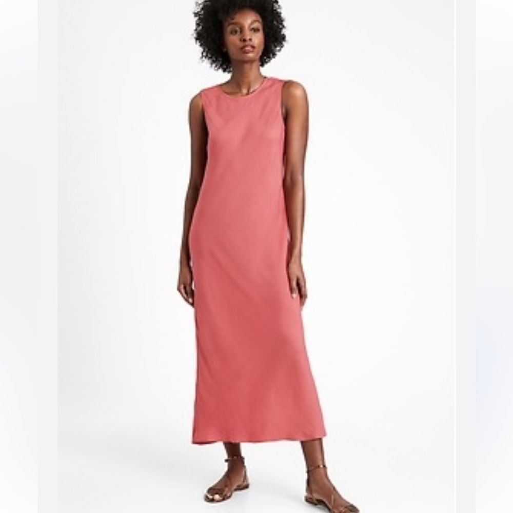 Banana Republic Bias Cut Midi Dress in Adventurine Pink